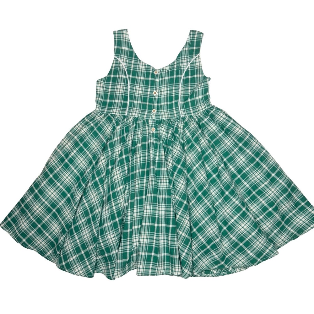 Lacey Lane Green Plaid Dress Vintage Length Size 8